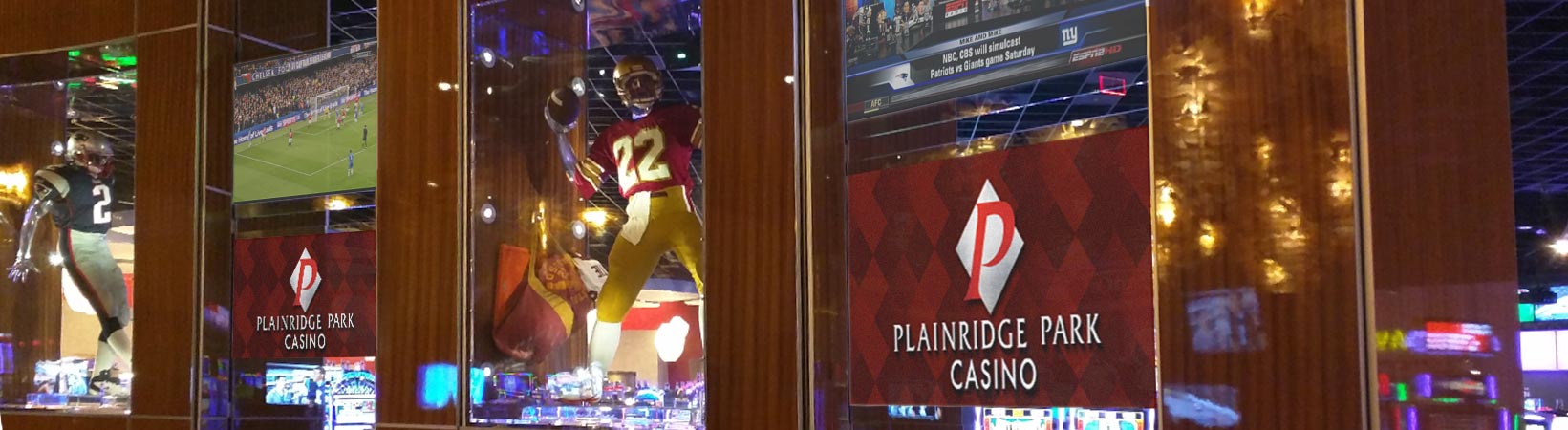 Flutie's Sports Pub Projection on Glass